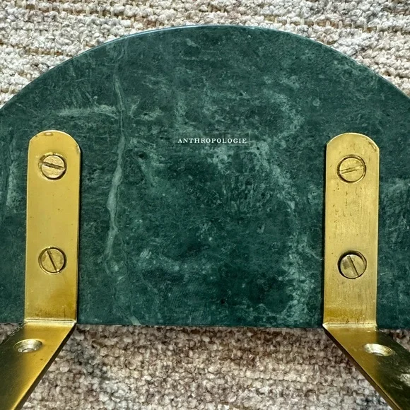Anthropologie Green/Gold Marble Demi Crescent Wall Shelf - Picture 5 of 7